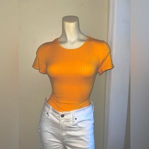 Free People Small Orange Short Sleeve Shirt